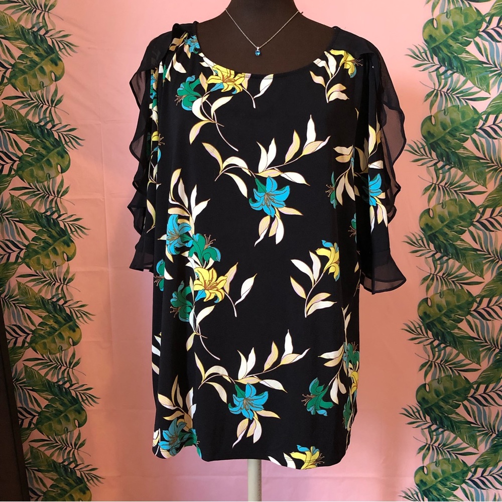 Worthington Black Floral Blouse